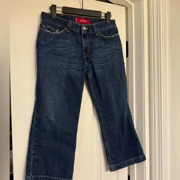 VTG Levi's 502 superlow button fly straight leg Capri jeans Size 5 JR M - Picture 2 of 8